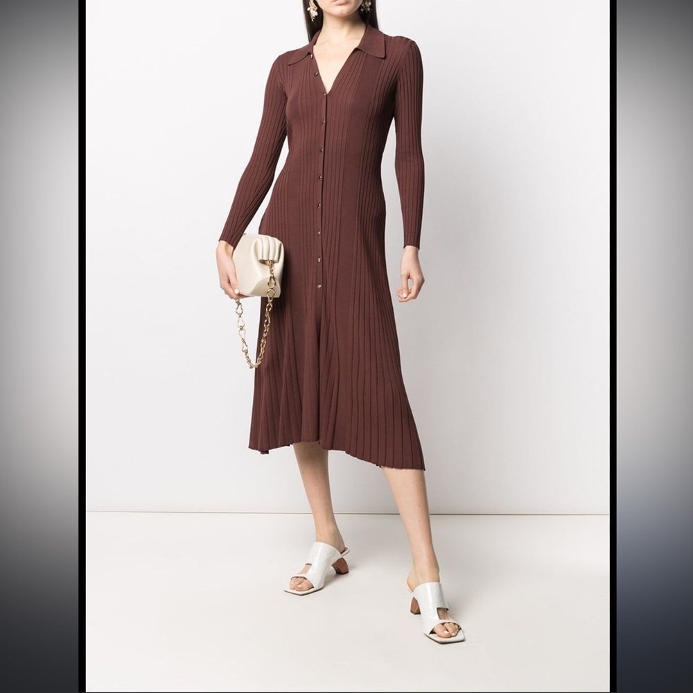 Sandro brown knit collared dress